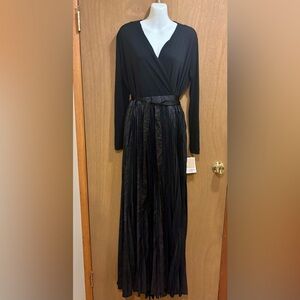 NWT LuLaRoe Deanne Elegant Collection Black Maxi Wrap Dress Shimmer Medium